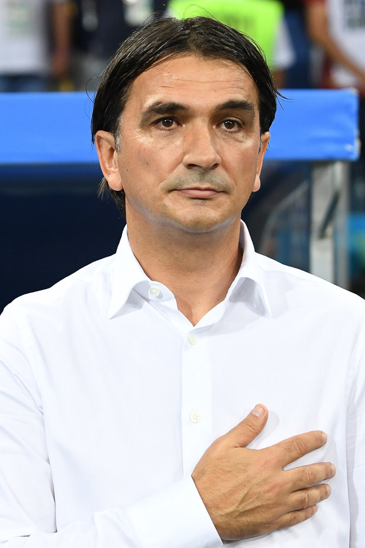 Zlatko Dalić an der Seitenlinie im Trikot der kroatischen Nationalmannschaft