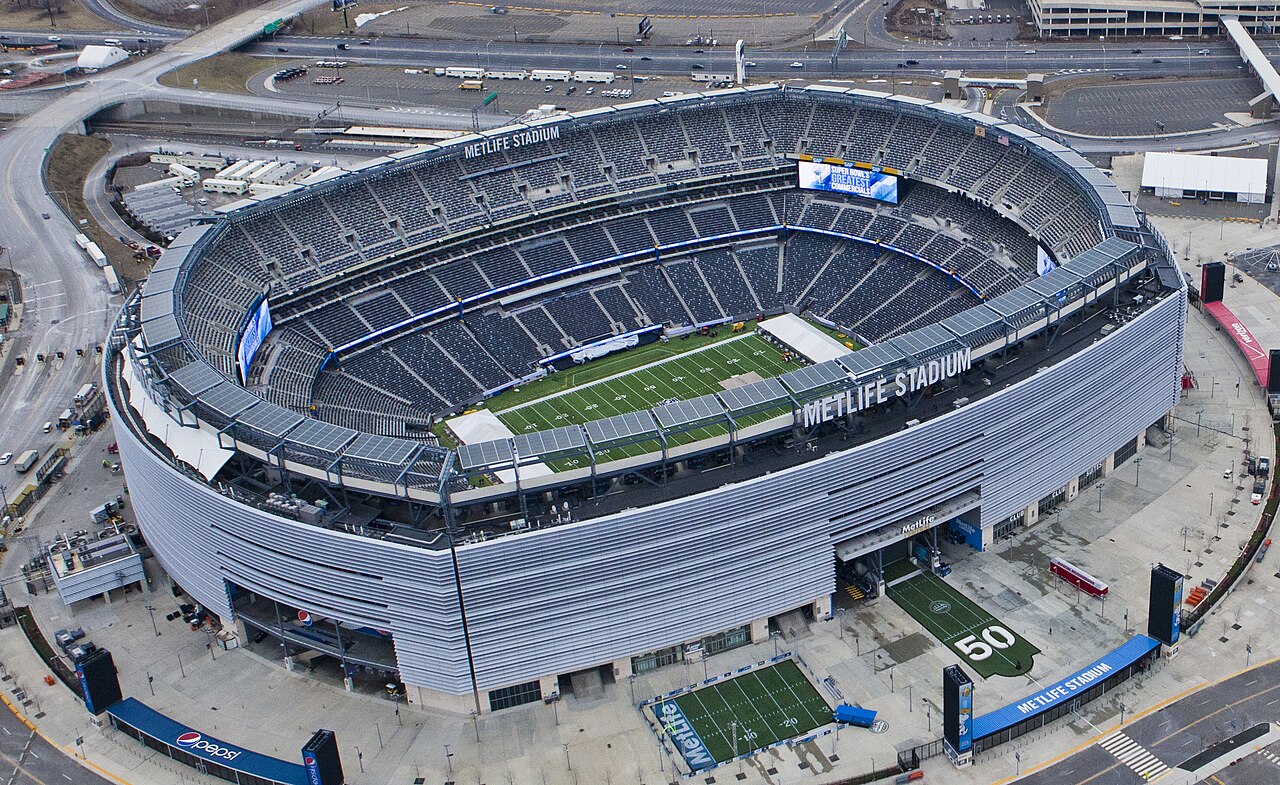 Luftaufnahme des MetLife Stadium in East Rutherford, New Jersey - Austragungsort des WM-Finales 2026.