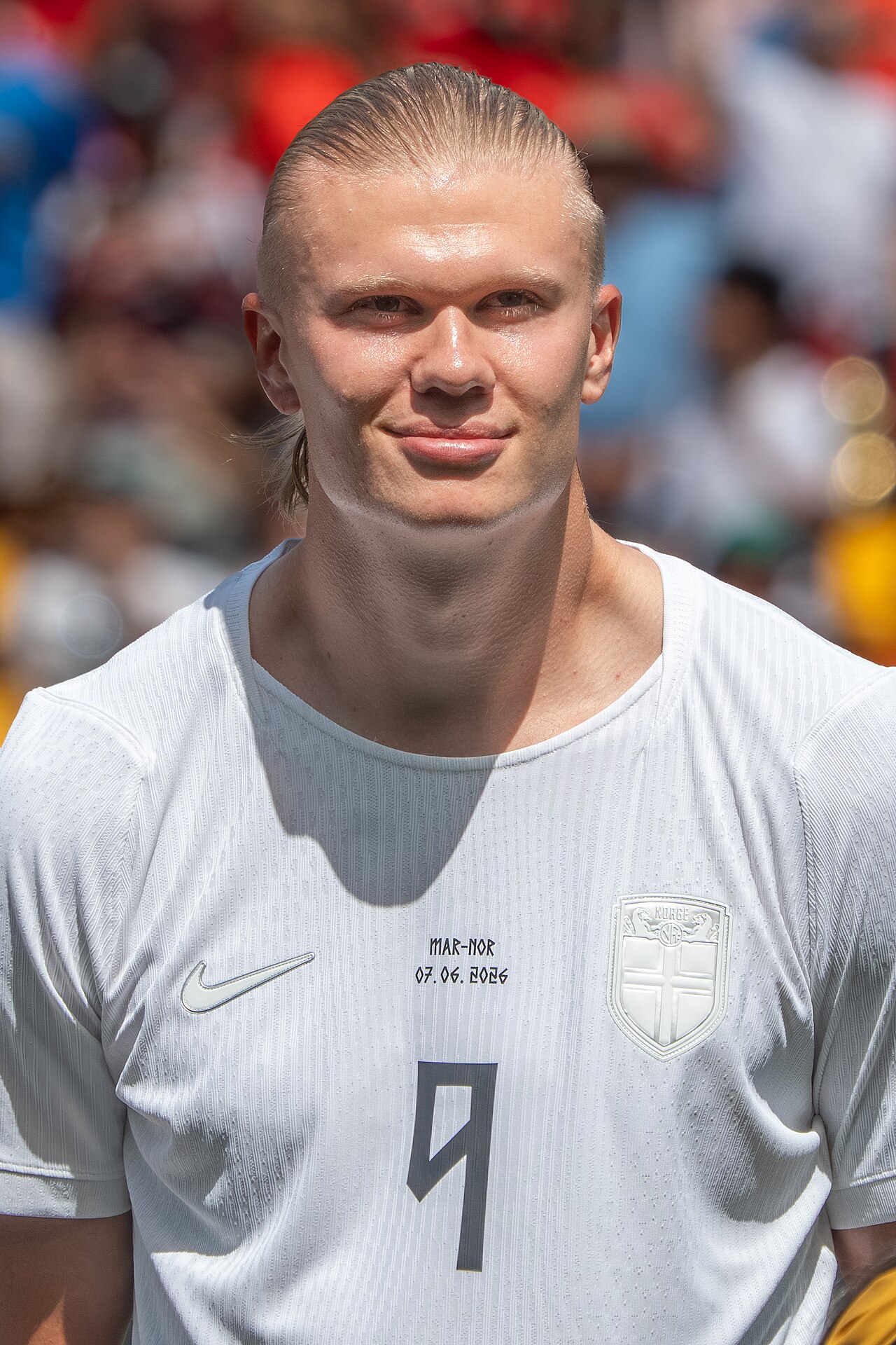 Erling Haaland im Trikot der norwegischen Nationalmannschaft beim Testspiel gegen Marokko am 7. Juni 2026.