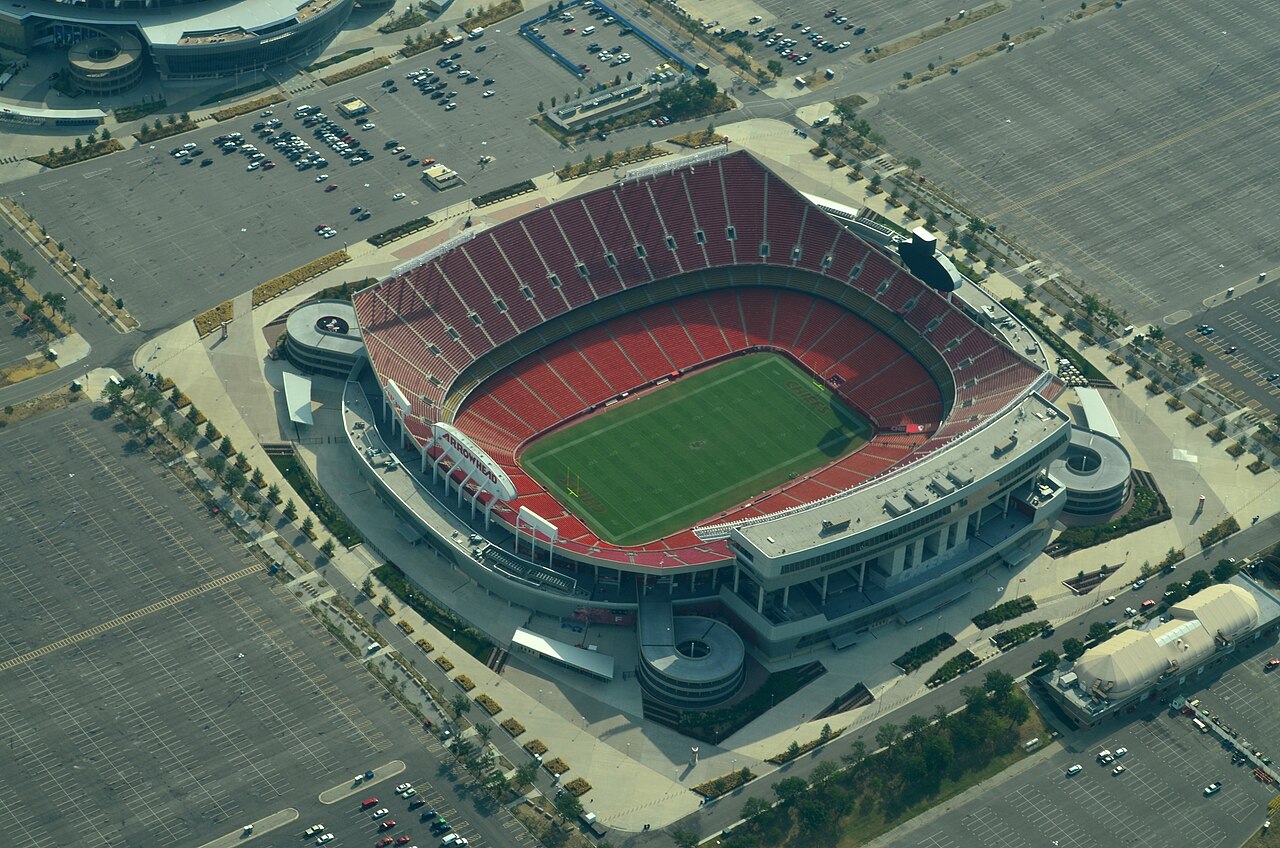 Luftaufnahme des Arrowhead Stadium in Kansas City, Austragungsort des WM-Sechzehntelfinales zwischen Kolumbien und Ghana.