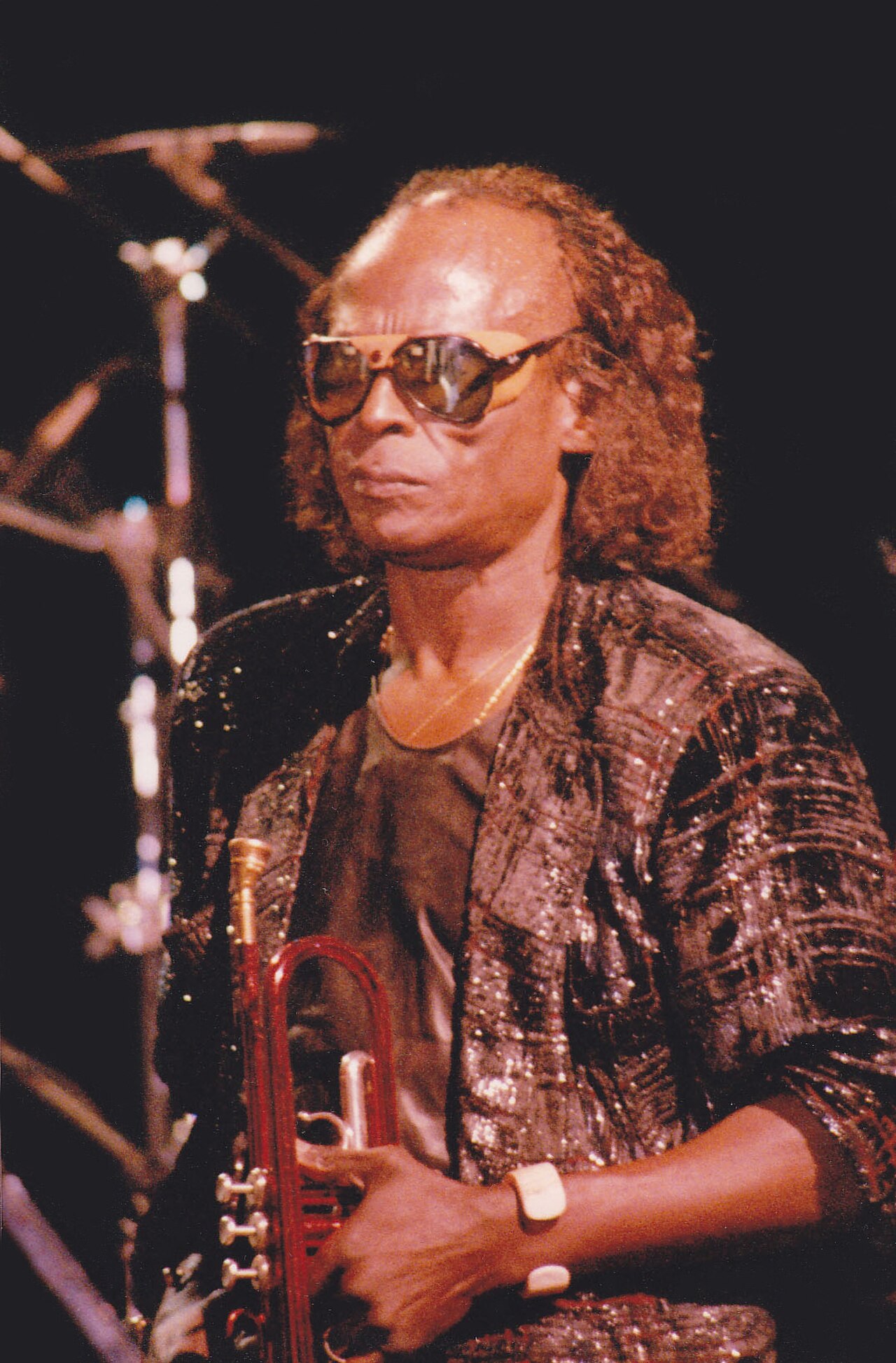 Miles Davis bei einem Konzert in Strasbourg, 1987